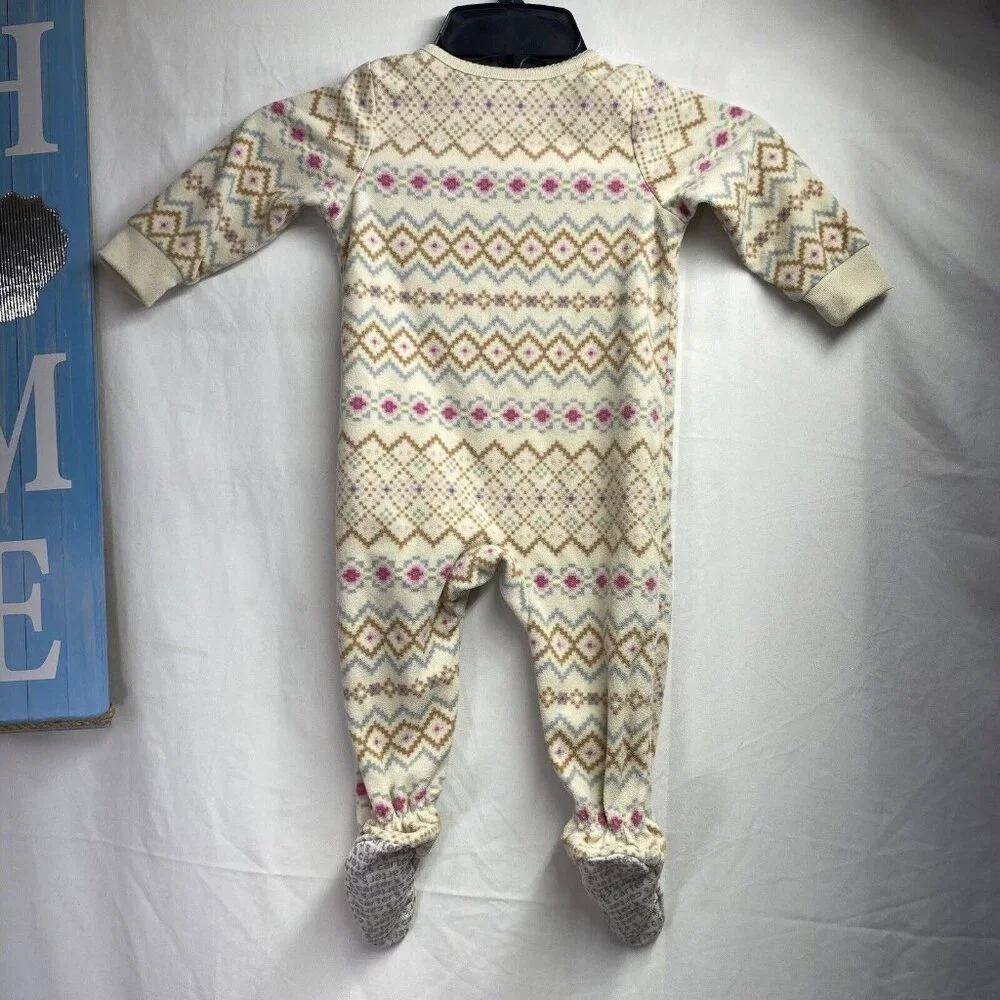 CARTER'S Long Sleeve Bodysuit Sleep And Play Girls12 Month Cream Full Zip/Snap